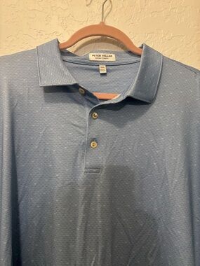 Peter Millar Summer Comfort Blue Polo Shirt XXL Performance Golf Shirt logo